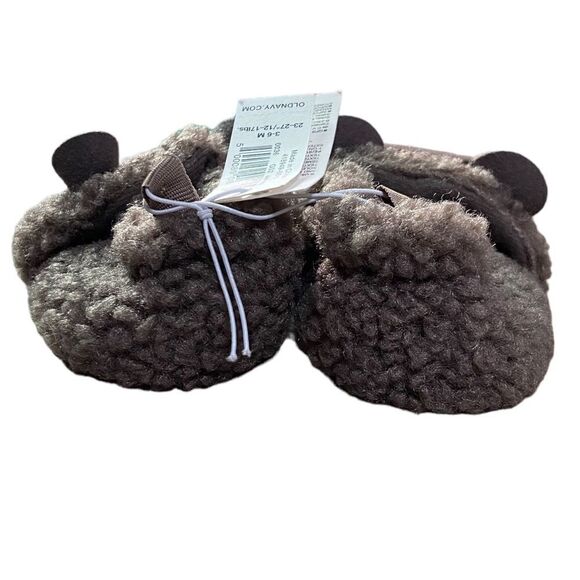 Old Navy Unisex Brown Sherpa Crib Slippers Baby 3-6 Months - Picture 7 of 8